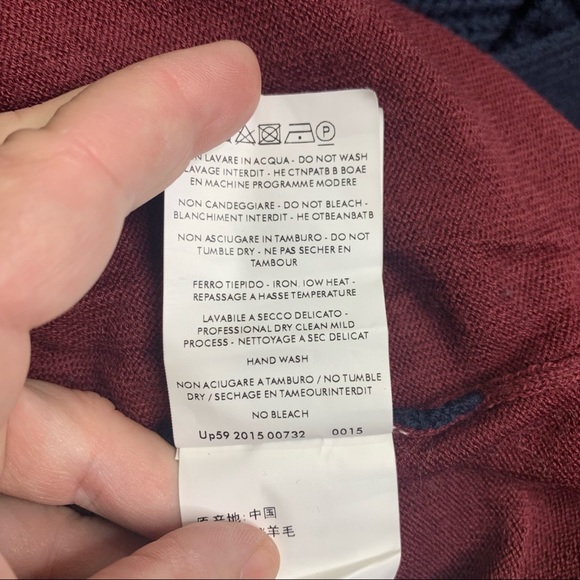 Alexander McQueen Navy Burgundy Mixed Media Knit Color Block Turtleneck Sweater - Picture 9 of 10